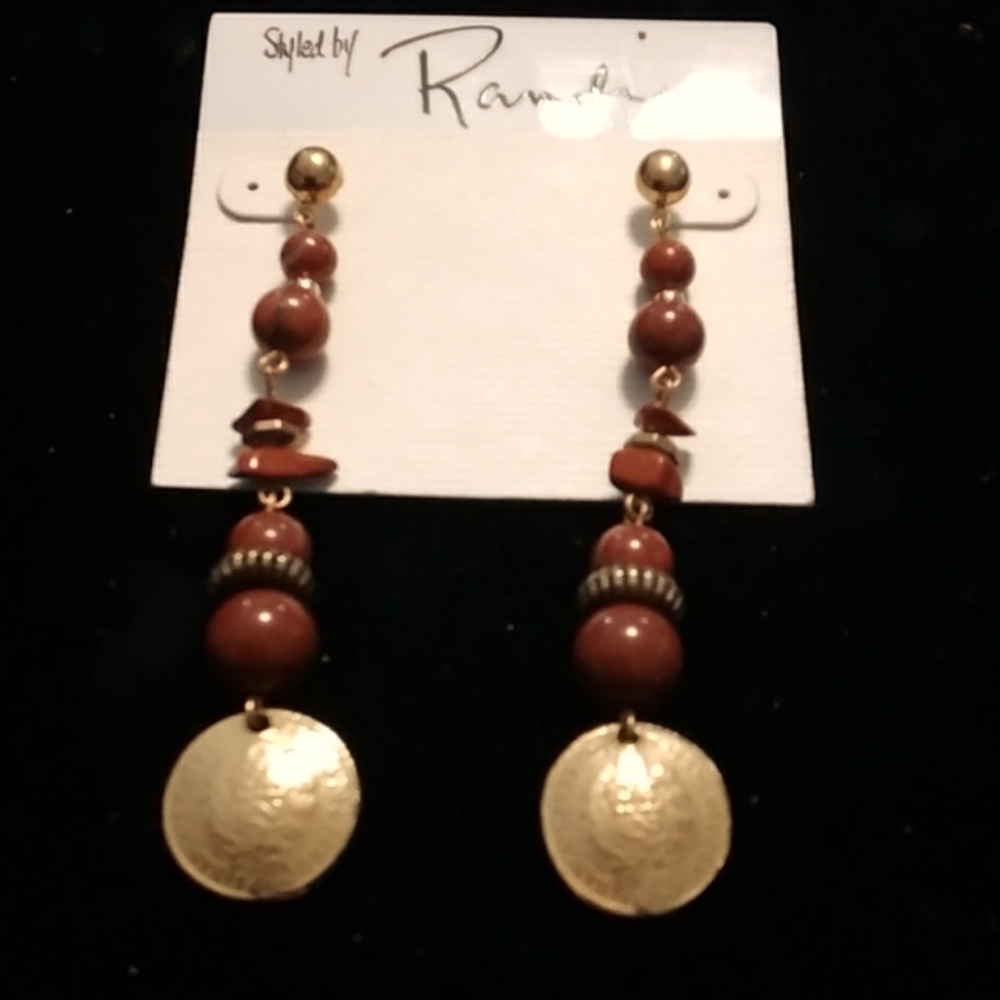 Dangle bead post Earrings with Peruvian coins